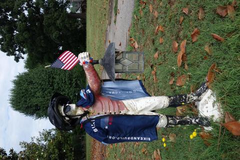 On the road, we found this cute little guy and dressed him up in our B&B gear. Garden dude in B&B gear